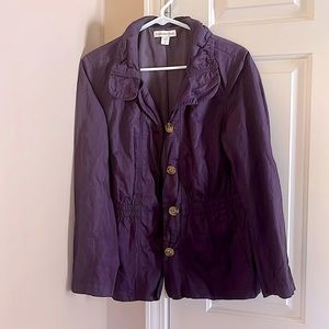 Button down dressy cotton nylon jacket, dark purple with lovely sheen